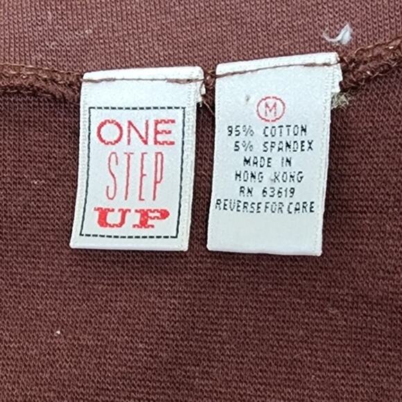 Vintage One Step Up Mock Turtleneck Brown Body Shirt Women's Size Medium - Picture 4 of 4